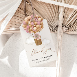 Etiquetas Para Regalos Oso lindo, globos rosados, primer cumpleaños