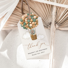 Etiquetas Para Regalos Oso lindo, globos verdes, primer cumpleaños