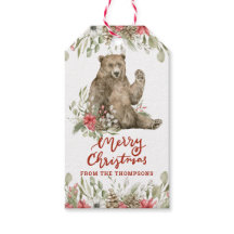 Oso ondulado con flores | Feliz Navidad