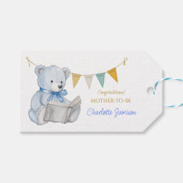 Etiquetas Para Regalos Oso personalizado leyendo un libro Baby Shower
