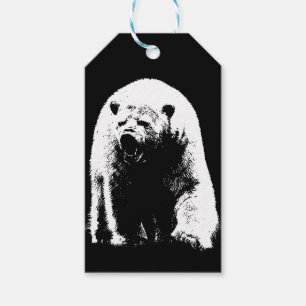 Etiquetas Para Regalos Oso polar pop art en blanco y negro