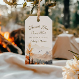 Etiquetas Para Regalos Otoño Montañoso Rústico Gracias Osito