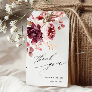 Etiquetas Para Regalos Otoño Romance Elegant Watercolor Floral Gracias