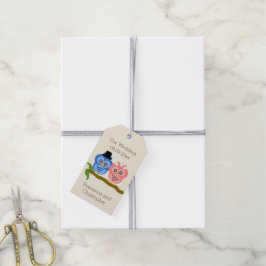 Etiquetas Para Regalos Owl Design Champagne Boda coloreada Gracias