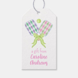 Etiquetas Para Regalos Paddle de rosca de argyle de color de agua perrito