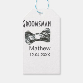 Etiquetas Para Regalos Padrino de boda añadir nombre fecha año gris cuell