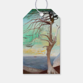 Etiquetas Para Regalos Paintaje paisajístico del árbol del cedro solitari
