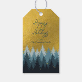 Etiquetas Para Regalos Paisaje de Oro de los Árboles Forestales Felices F