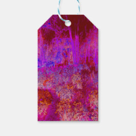 Etiquetas Para Regalos Paisaje Impresionista Rojo y Magenta Trippy