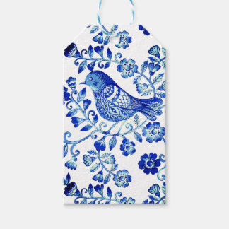 Etiquetas Para Regalos Pájaro azul de Delft 🐦 floral País Francés Sctoll