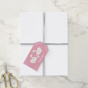 Etiquetas Para Regalos Pájaro de Baby Shower con co-Ed de la Corona rosad