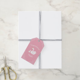Etiquetas Para Regalos Pájaro de Baby Shower con tema de la corona rosa
