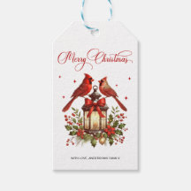 Pájaros cardenales en linterna de Navidad en acuar