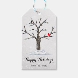 Etiquetas Para Regalos Pájaros Del Cardenal Rojo En Ilustraciones De Árbo