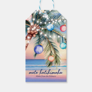 Etiquetas Para Regalos Palm Tree Tropical Beach Sunset Navidades