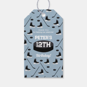 Etiquetas Para Regalos Palo de Hockey sobre Hielo Azul Polvoriento Cumple