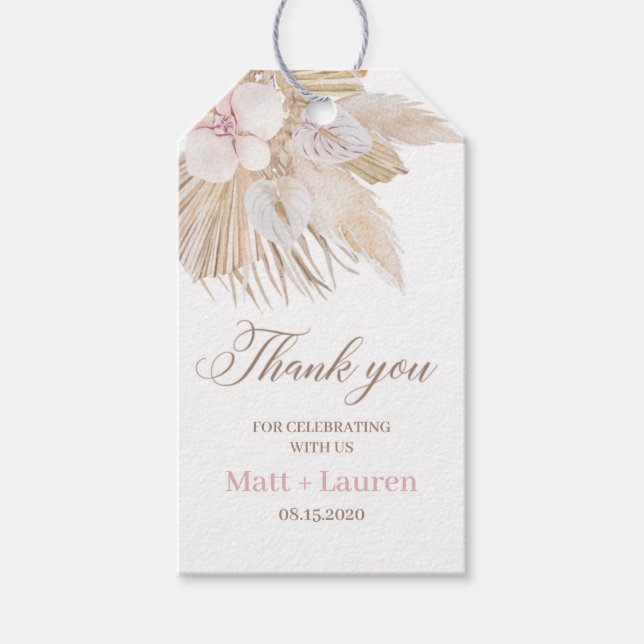 Etiquetas Para Regalos Pampas Grass boda (Anverso)