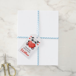 Etiquetas Para Regalos Panda Chica con corazones Valentine primer cumplea