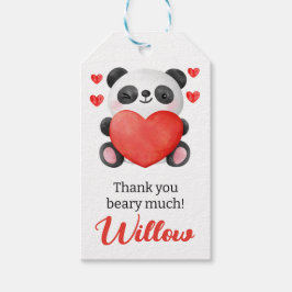Etiquetas Para Regalos Panda Chica con corazones Valentine primer cumplea