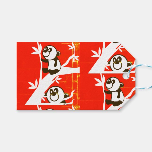 Etiquetas Para Regalos Pandas de cumpleaños (Frente (Horizontal))