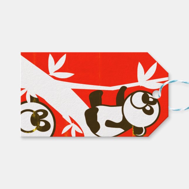 Etiquetas Para Regalos Pandas de cumpleaños (Frente (Horizontal))