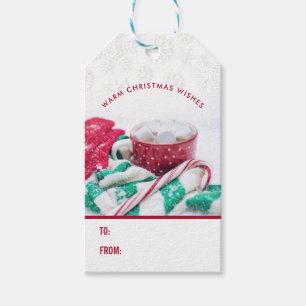 Etiquetas Para Regalos Pantalones de mariscos de cacao caliente y Navidad
