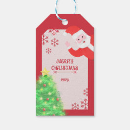 Etiquetas Para Regalos Papá Noel caprichoso árbol de pino Feliz Navidad