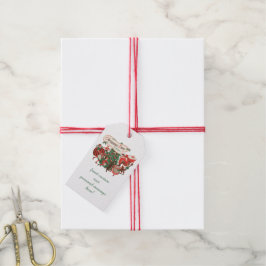 Etiquetas Para Regalos Papá Noel de Navidad y niños bailando