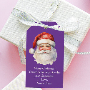 Etiquetas Para Regalos Papá Noel Morado Personalizado Navidad
