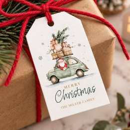 Etiquetas Para Regalos Papá Noel navideño rústico acuarela