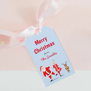 Etiquetas Para Regalos Papá Noel Tratando De Hacer Yoga Con La Señora Cla