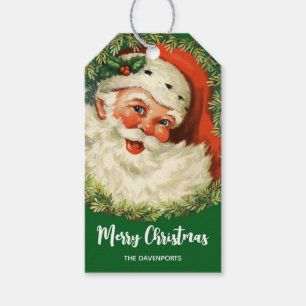 Etiquetas Para Regalos Papá Noel Vintage con guiso de pino