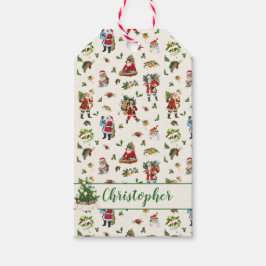 Etiquetas Para Regalos Papá Noel Vintage Personalizado Navidad