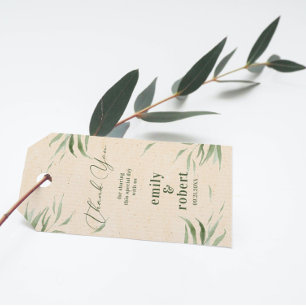 Etiquetas Para Regalos Papel de manualidad beige con follaje verde polvor