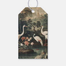 Etiquetas Para Regalos Papel de regalo decorativo con grulla en estilo ch