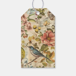 Etiquetas Para Regalos Papel de Scrapbook de Collage de Fantasía Botánica