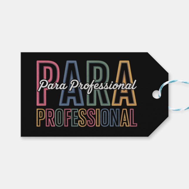 Etiquetas Para Regalos Paraeducador Paraprofesional de primer día de vuel (Frente (Horizontal))