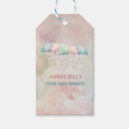 Etiquetas Para Regalos Paraguas de ducha de Chica y niño gemelo