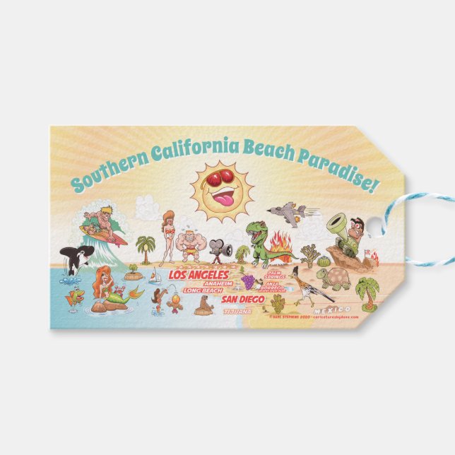 Etiquetas Para Regalos Paraíso costero del sur de California (Frente (Horizontal))