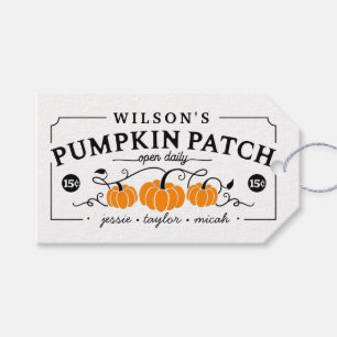 Etiquetas Para Regalos Parche de calabaza de granja personalizado