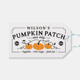 Etiquetas Para Regalos Parche de calabaza de granja personalizado