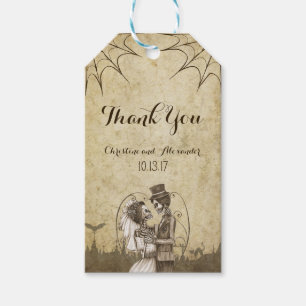 Etiquetas Para Regalos Pareja de esqueleto para Boda de Halloween