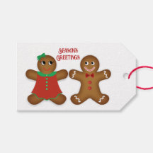 Pareja de pan de jengibre saludos de temporada