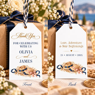 Etiquetas Para Regalos Pareja Madura Vintage Chic Boda Azul Marino Dorado