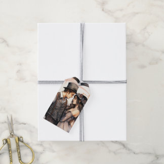 Etiquetas Para Regalos Pareja romántica acuarela corazón vintage