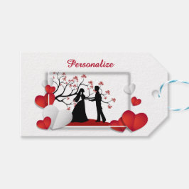 Etiquetas Para Regalos Pareja romántica Silhoutte corazones rojos persona
