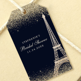Etiquetas Para Regalos Paris Eiffel Tower Gold Sparkle Bridal Shower