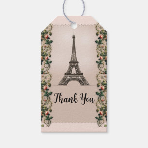 Etiquetas Para Regalos París Rosas Vines Torre Eiffel Elegante