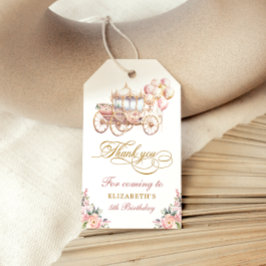 Etiquetas Para Regalos Partido de Cumpleaños de la Princesa Rosa y Oro