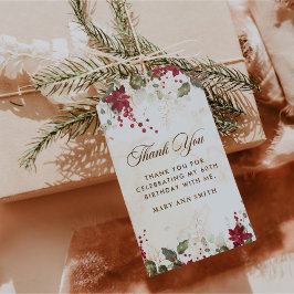 Etiquetas Para Regalos Partido de cumpleaños floral de Poinsettia Roja na